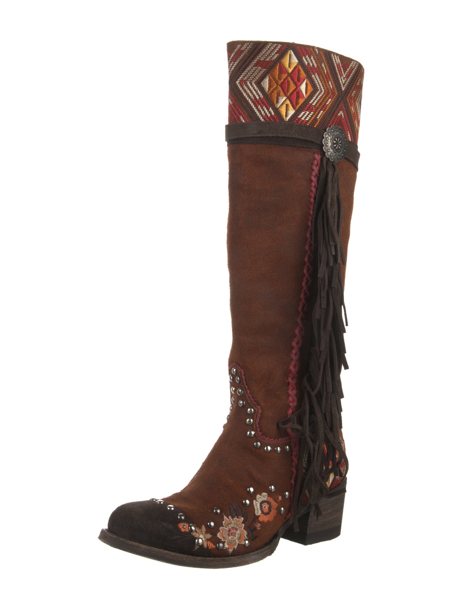 Old Gringo Suede Printed Riding Boots