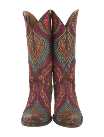 Old Gringo Suede Floral Print Western Boots