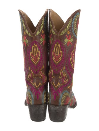 Old Gringo Suede Floral Print Western Boots