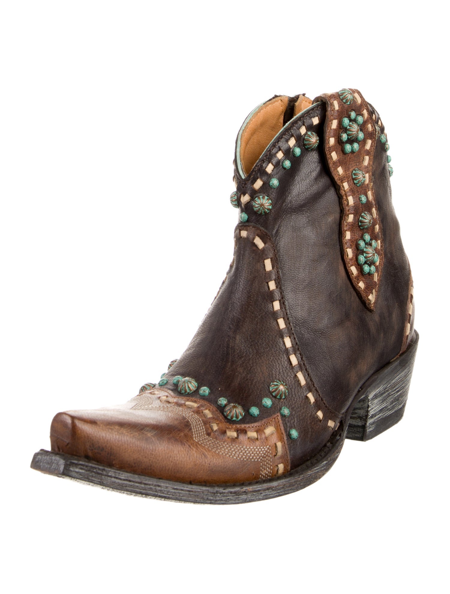 Old Gringo Leather Colorblock Pattern Western Boots