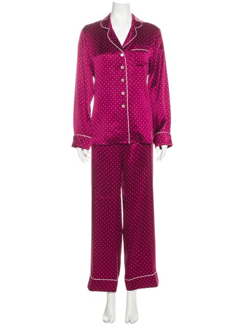 Olivia von Halle Silk Polka Dot Print Pajamas