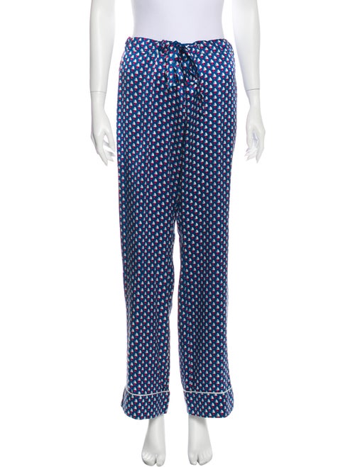 Olivia von Halle Silk Printed Pajamas Blue
