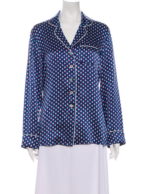 Olivia von Halle Silk Printed Pajamas Blue