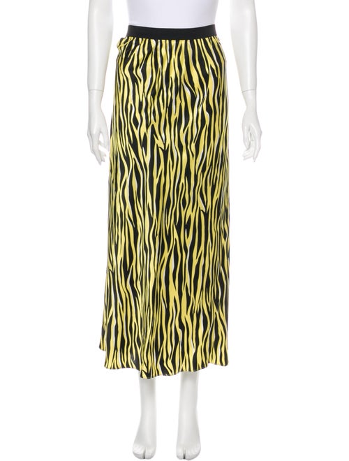Olivia von Halle Silk Midi Length Skirt Yellow