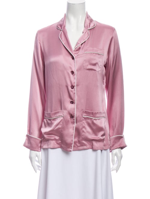 Olivia von Halle Long Sleeve Button-Up Top Purple