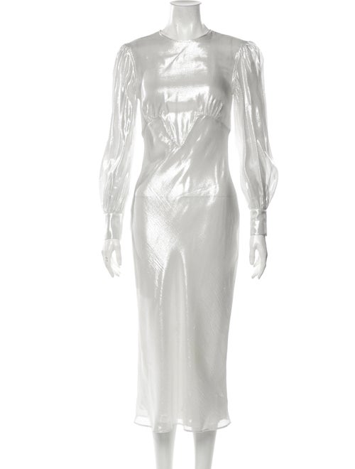 Olivia von Halle Silk Midi Length Dress Silver