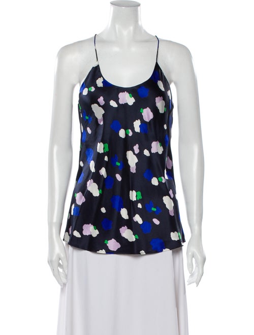 Olivia von Halle Silk Printed Top Blue