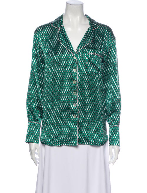 Olivia von Halle Silk Printed Pajamas Green
