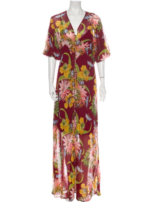 Olivia von Halle Silk Long Dress Red