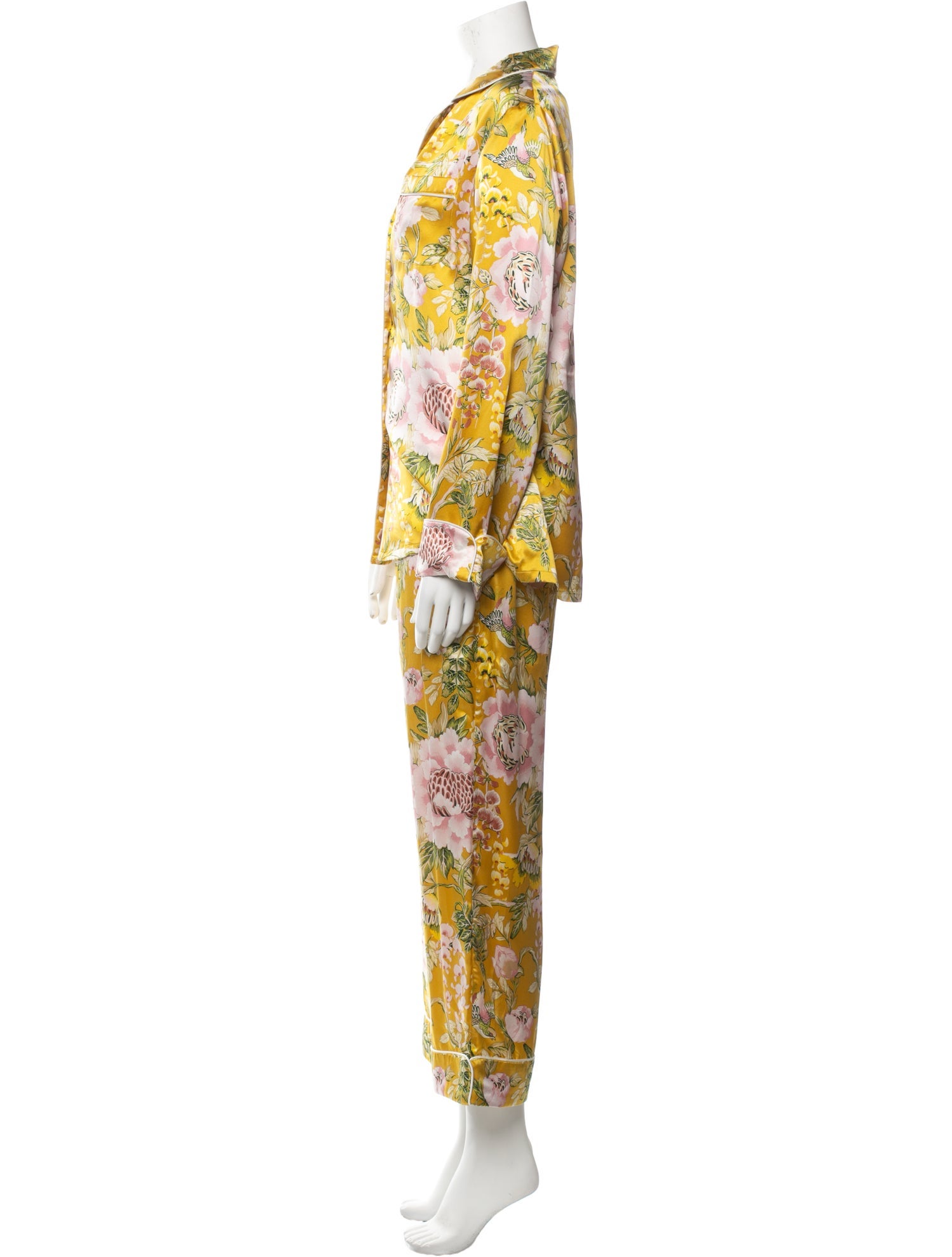 Prints Pants Sets Women 2026.Olivia von Halle Silk Floral Print Pant Set - Yellow, 12.25" Rise Suits ...