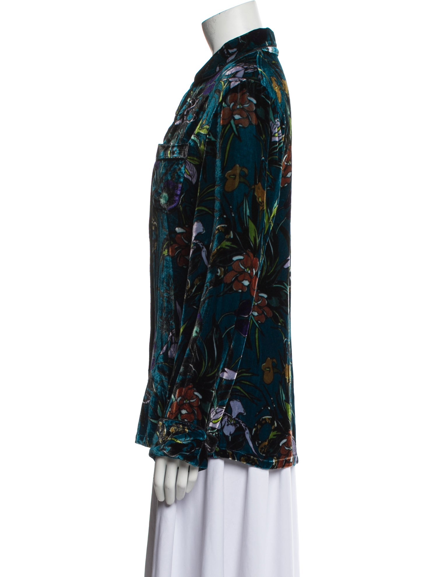 Olivia von Halle Floral Print Ruffle Embellishment Pajamas
