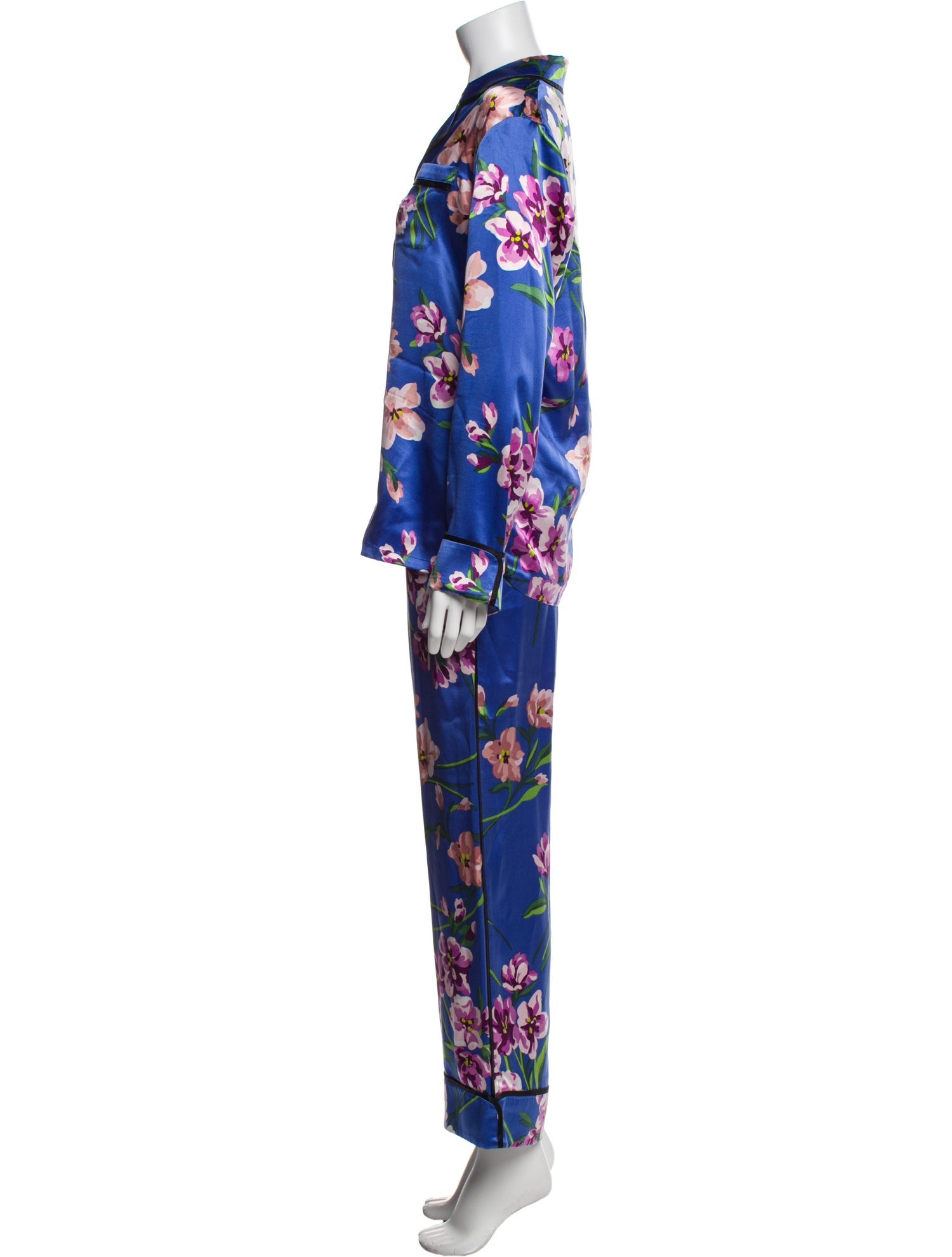 Olivia von Halle Silk Floral Print Pant Set