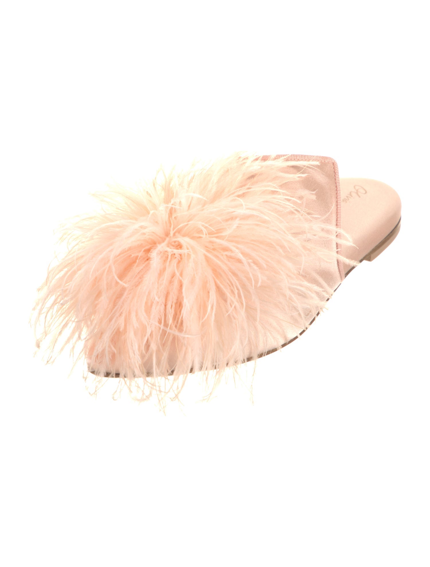Olivia von Halle Satin Feather Trim Mules