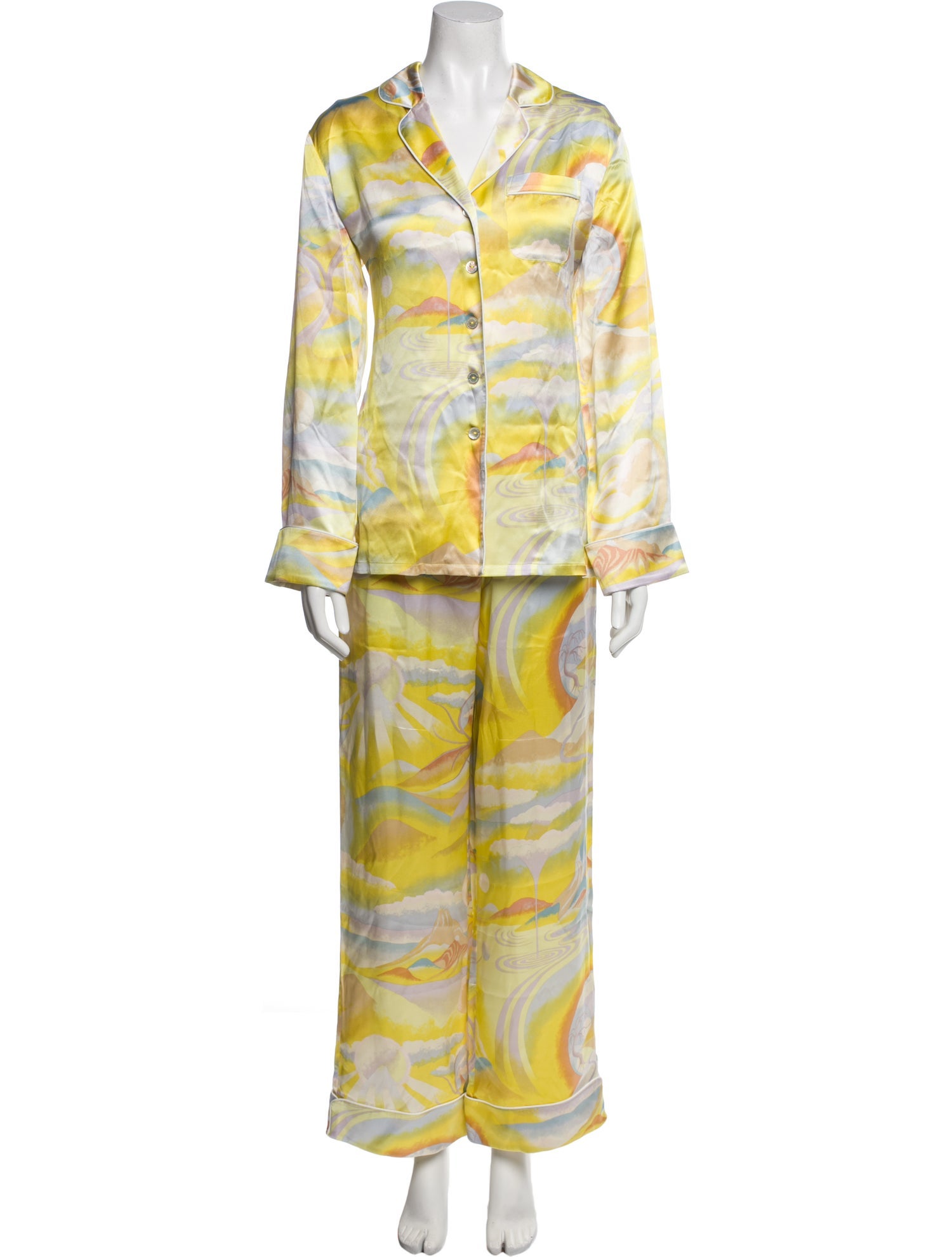 Olivia von Halle Silk Printed Pant Set w/ Tags