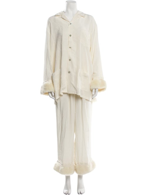 Olivia von Halle Silk Fur Trim Pajamas