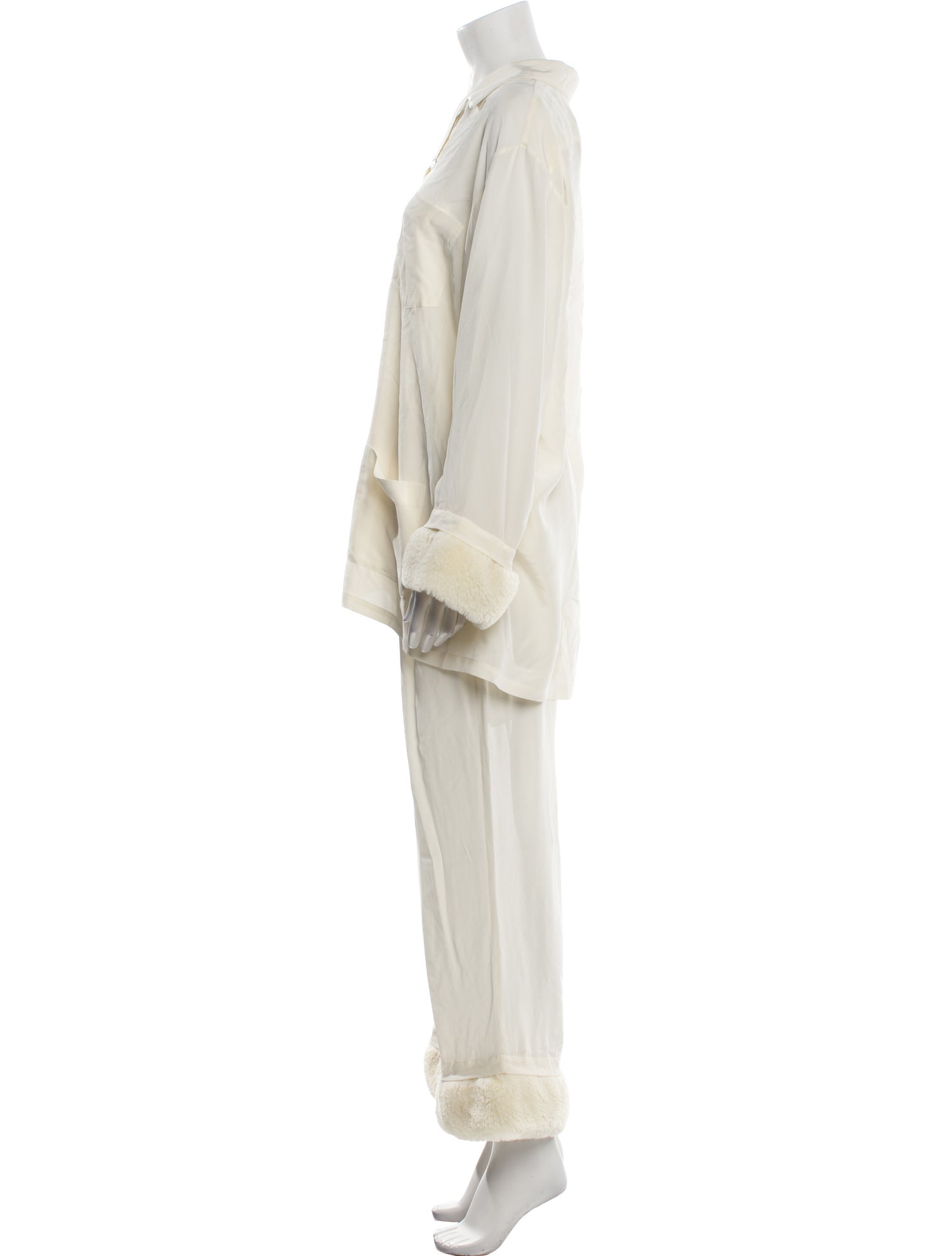 Olivia von Halle Silk Fur Trim Pajamas