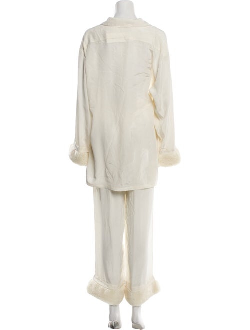 Olivia von Halle Silk Fur Trim Pajamas