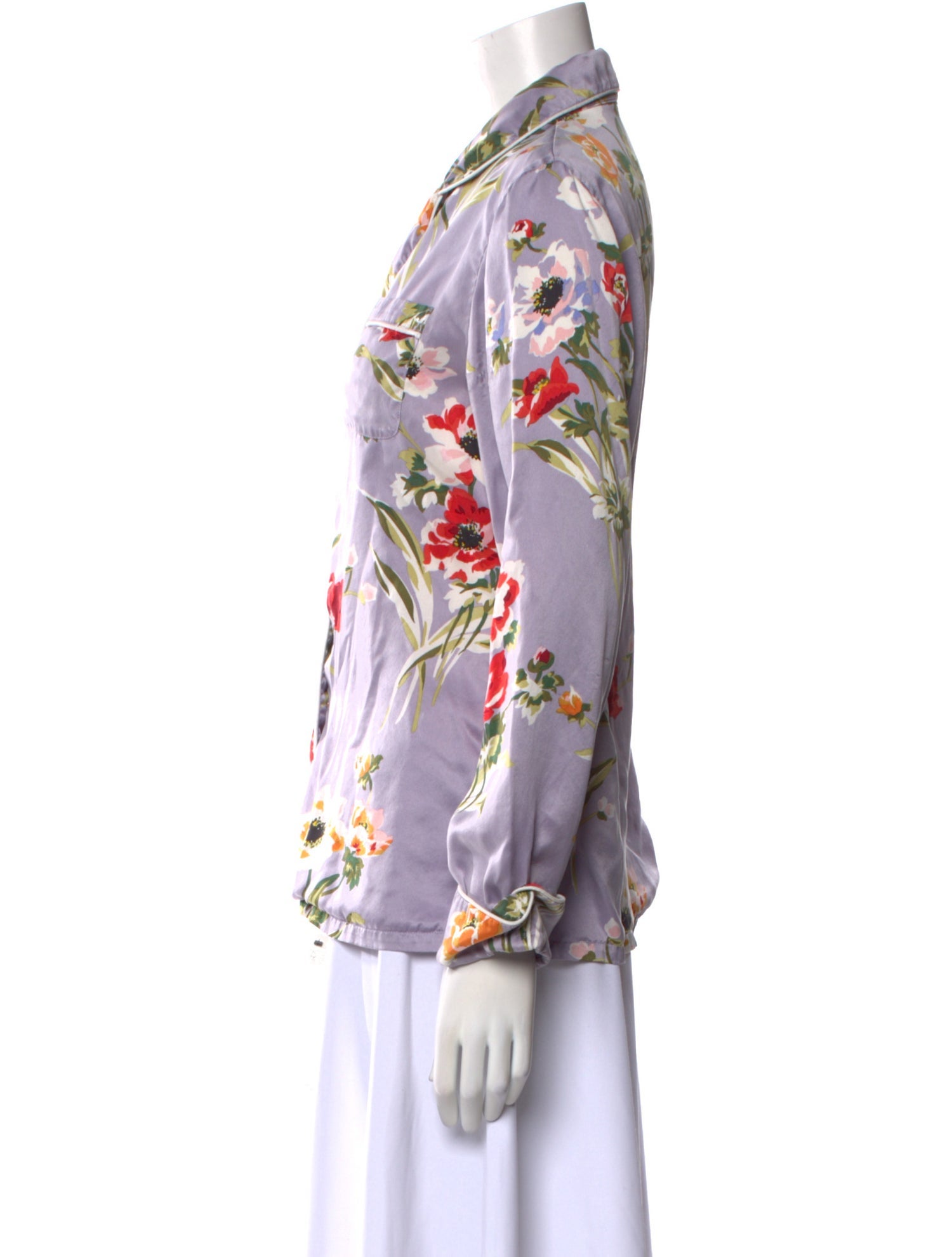 Olivia von Halle Silk Floral Print Pajamas