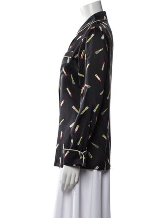 Olivia von Halle Silk Printed Button-Up Top