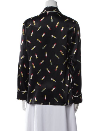 Olivia von Halle Silk Printed Button-Up Top