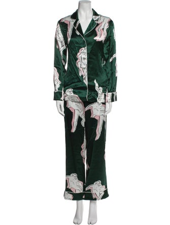 Olivia von Halle Silk Printed Pant Set