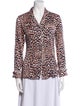 Olivia von Halle Silk Animal Print Button-Up Top