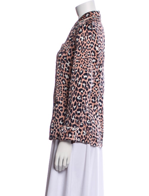 Olivia von Halle Silk Animal Print Button-Up Top