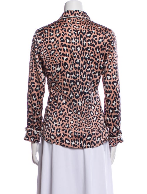 Olivia von Halle Silk Animal Print Button-Up Top