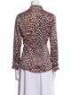 Olivia von Halle Silk Animal Print Button-Up Top