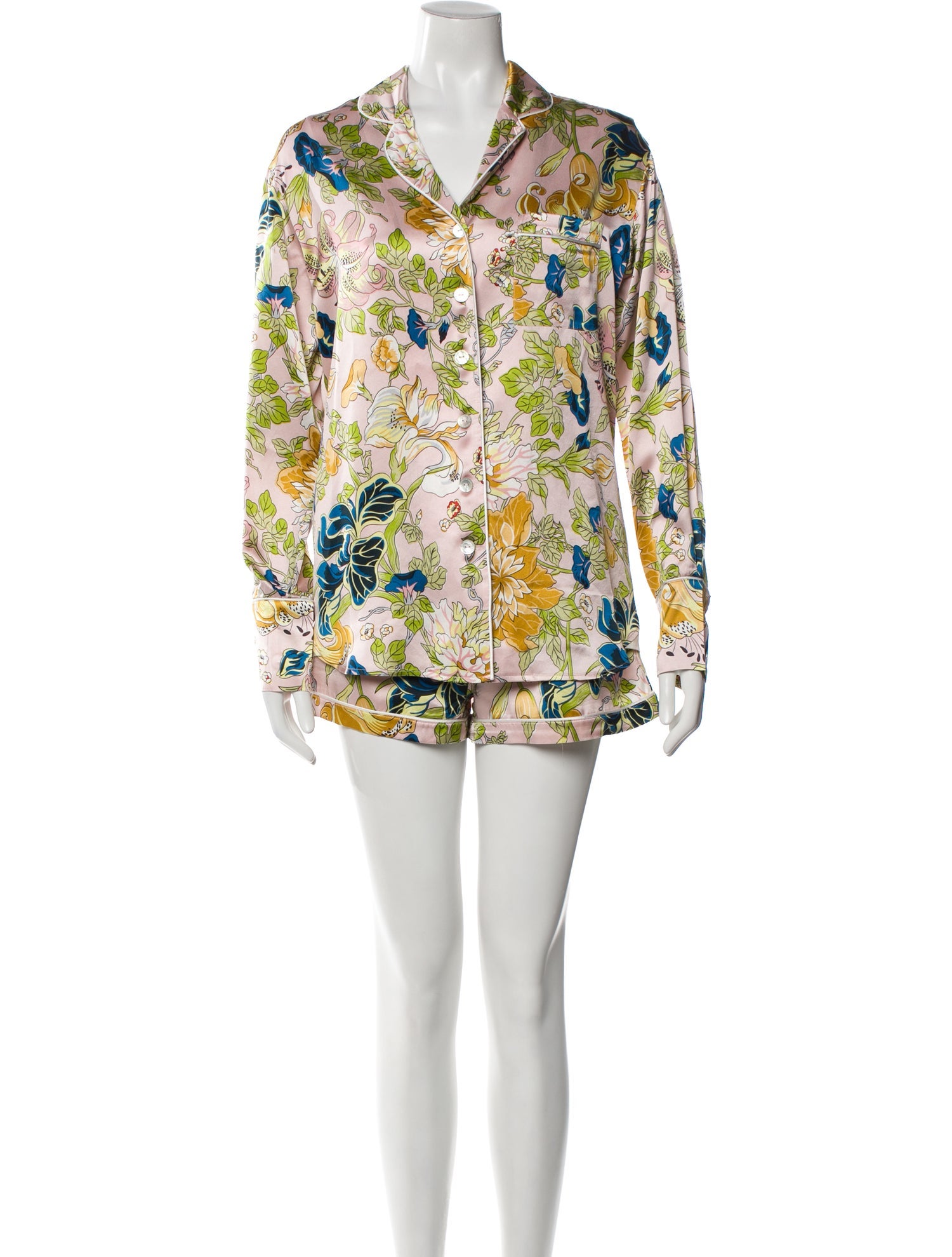 Olivia von Halle Silk Floral Print Pajamas