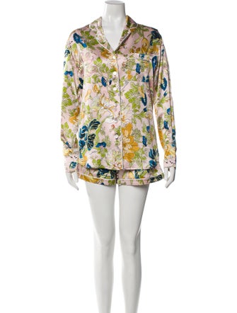 Olivia von Halle Silk Floral Print Pajamas