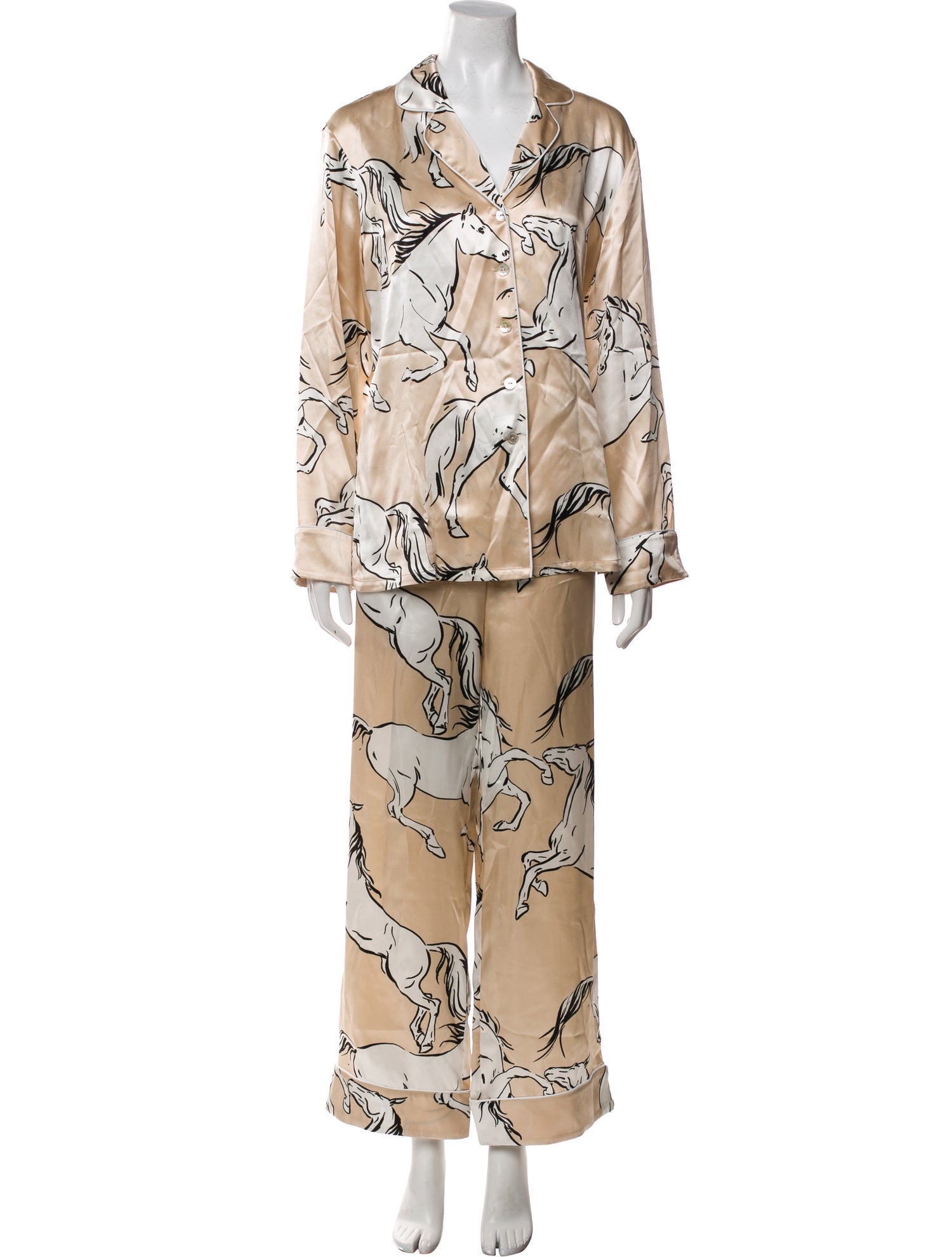 Olivia von Halle Silk Printed Pajamas w/ Tags