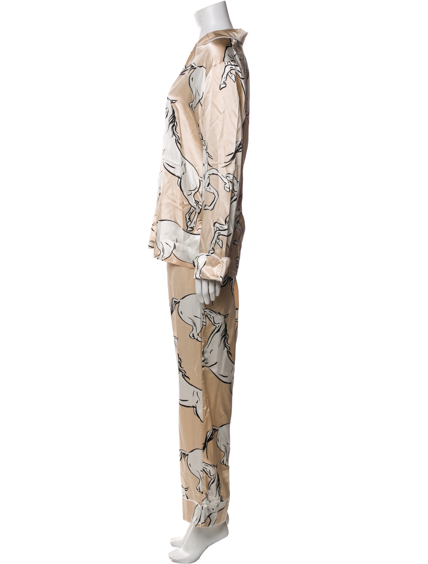 Olivia von Halle Silk Printed Pajamas w/ Tags