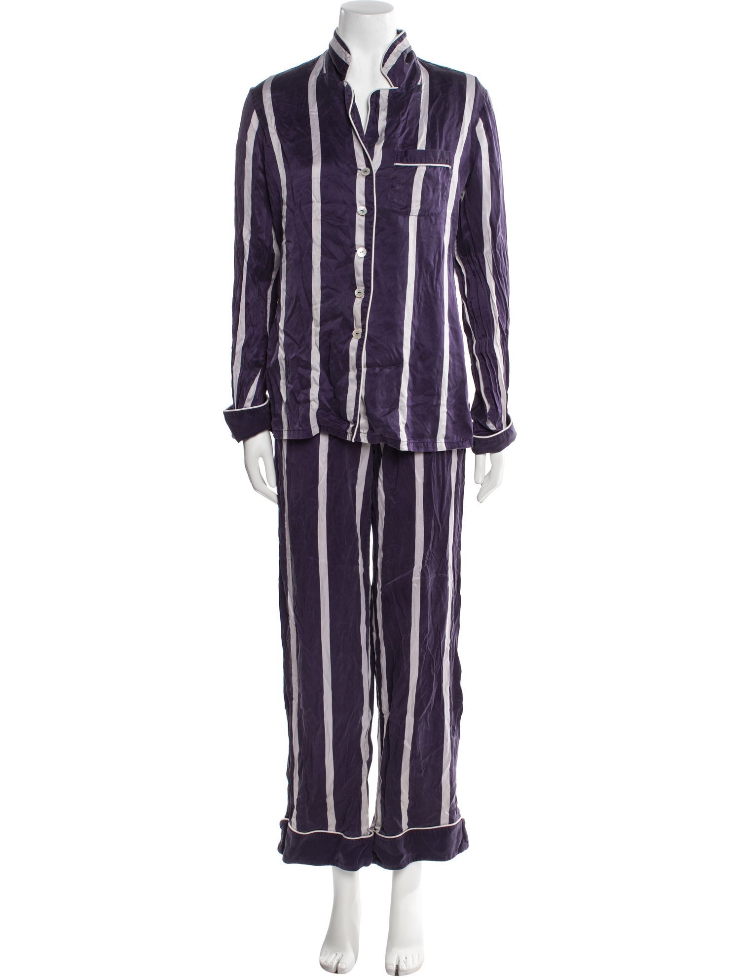 Olivia von Halle Silk Striped Lounge Set