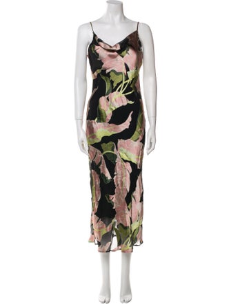 Olivia von Halle Floral Print Midi Length Dress
