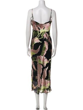 Olivia von Halle Floral Print Midi Length Dress