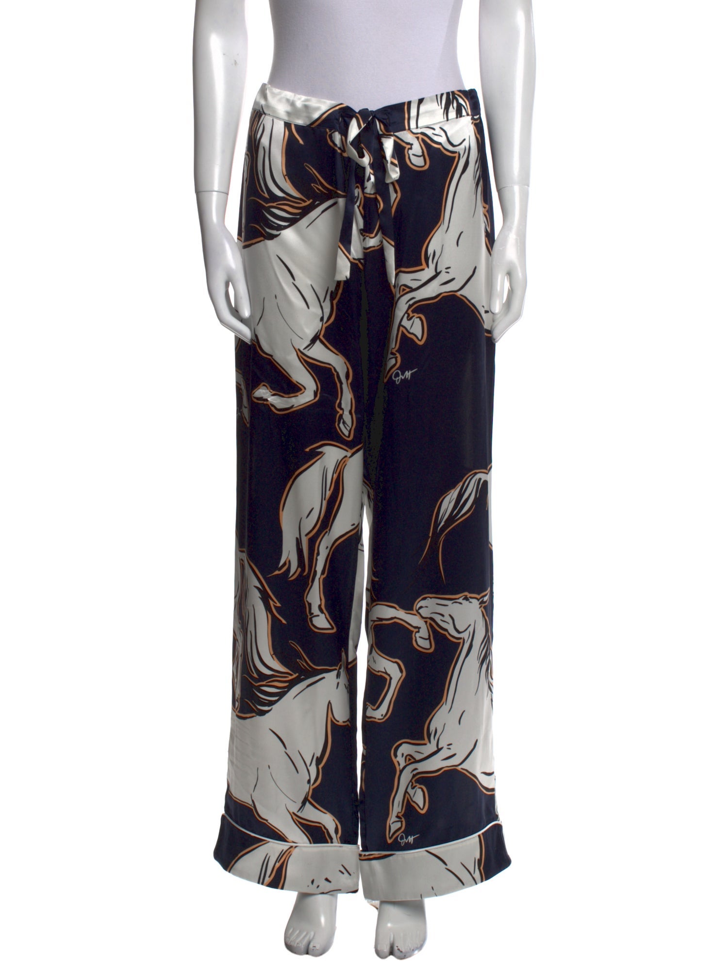 Olivia von Halle Silk Wide Leg Pants