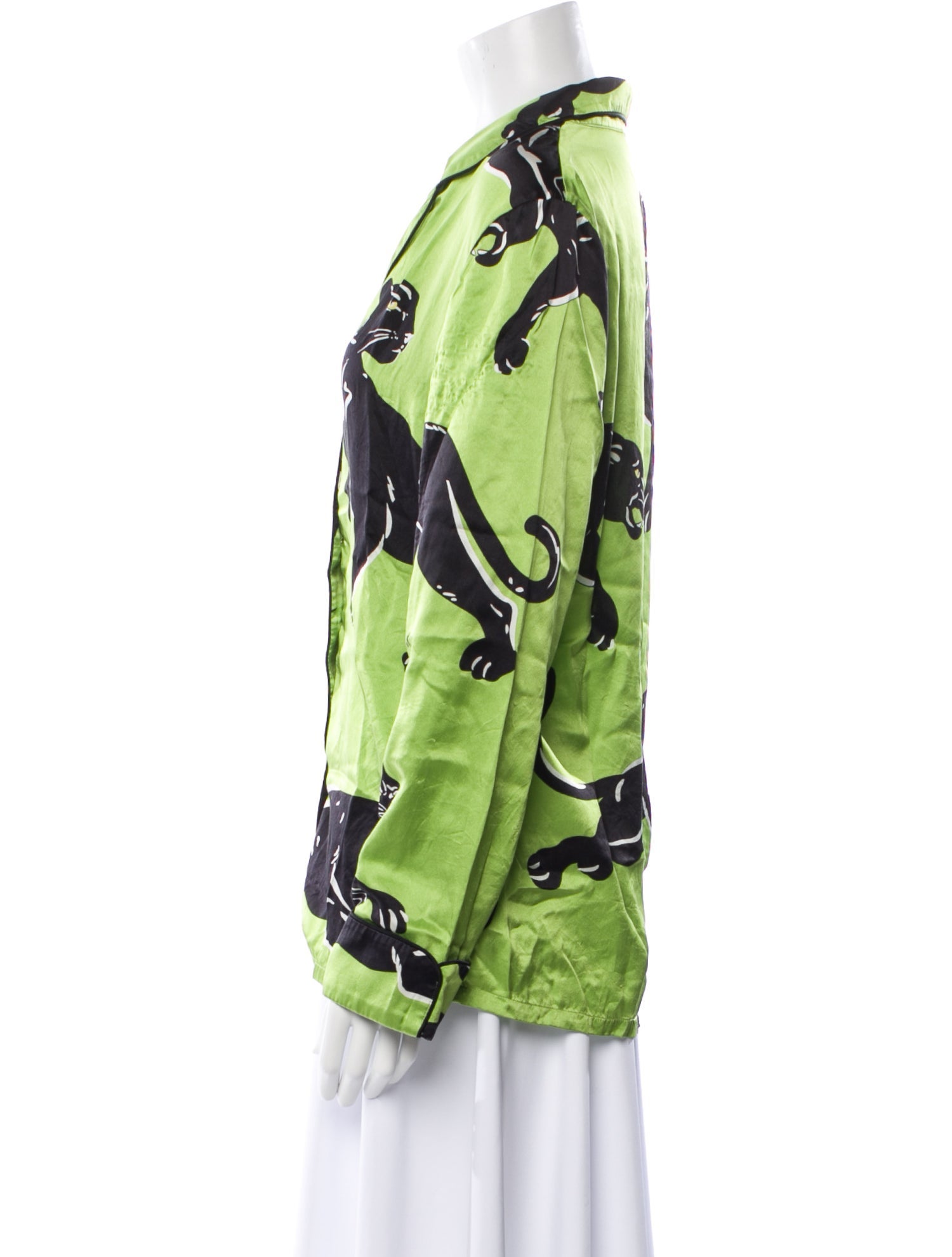 Olivia von Halle Silk V-Neck Button-Up Top