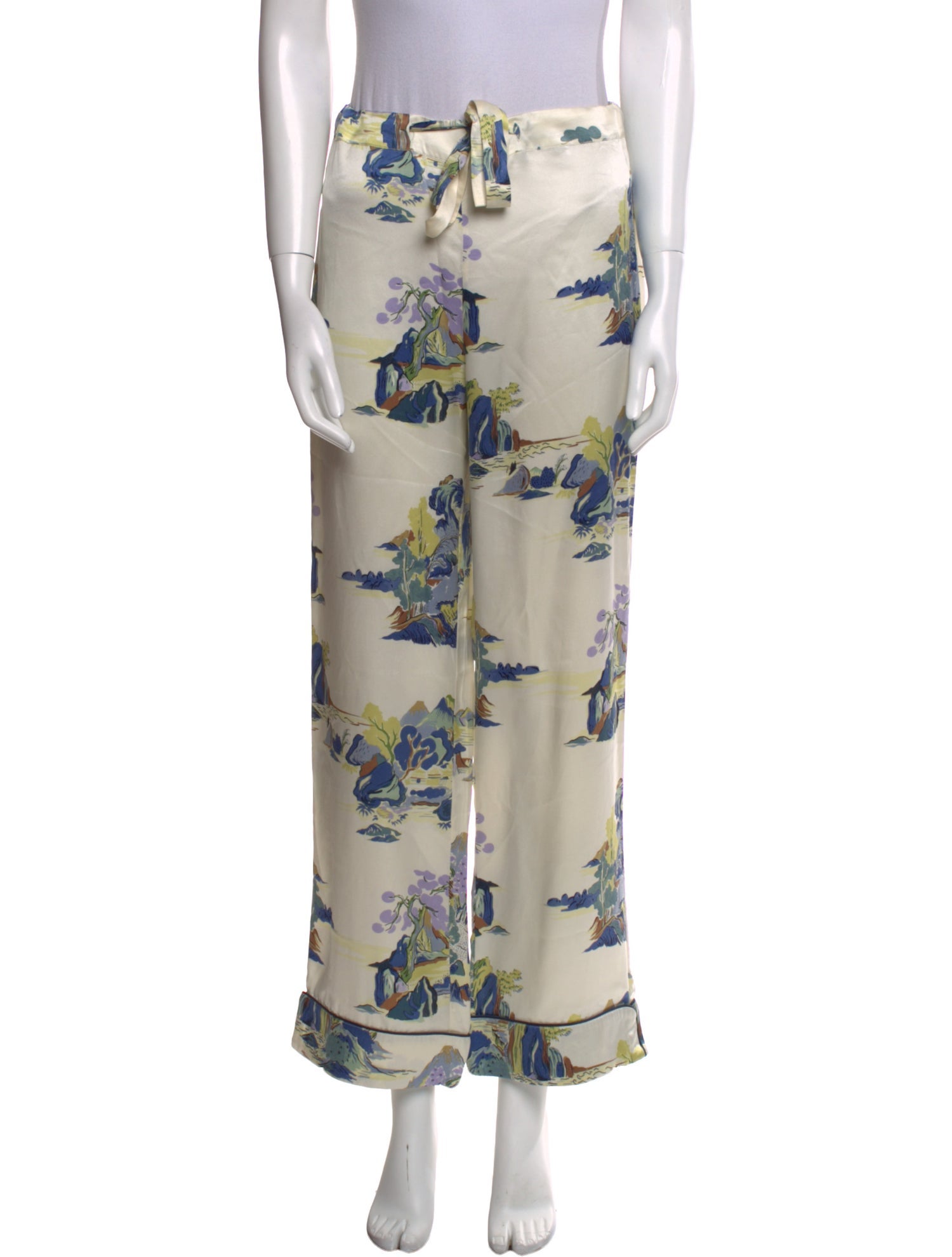Olivia von Halle Printed Wide Leg Pants