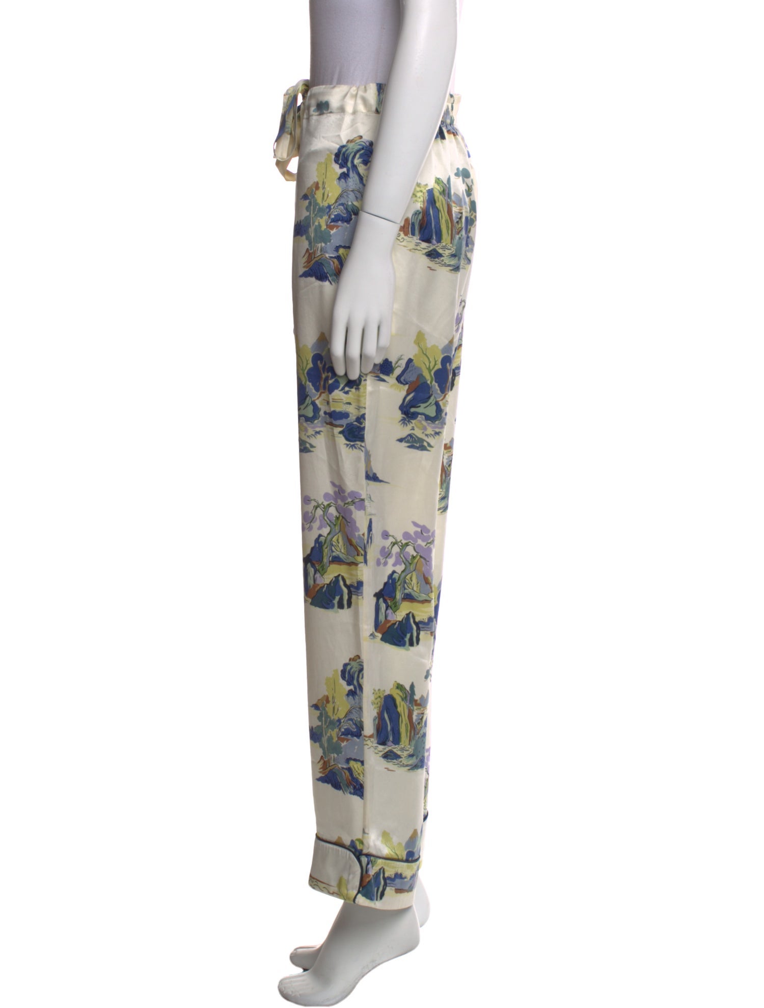 Olivia von Halle Printed Wide Leg Pants