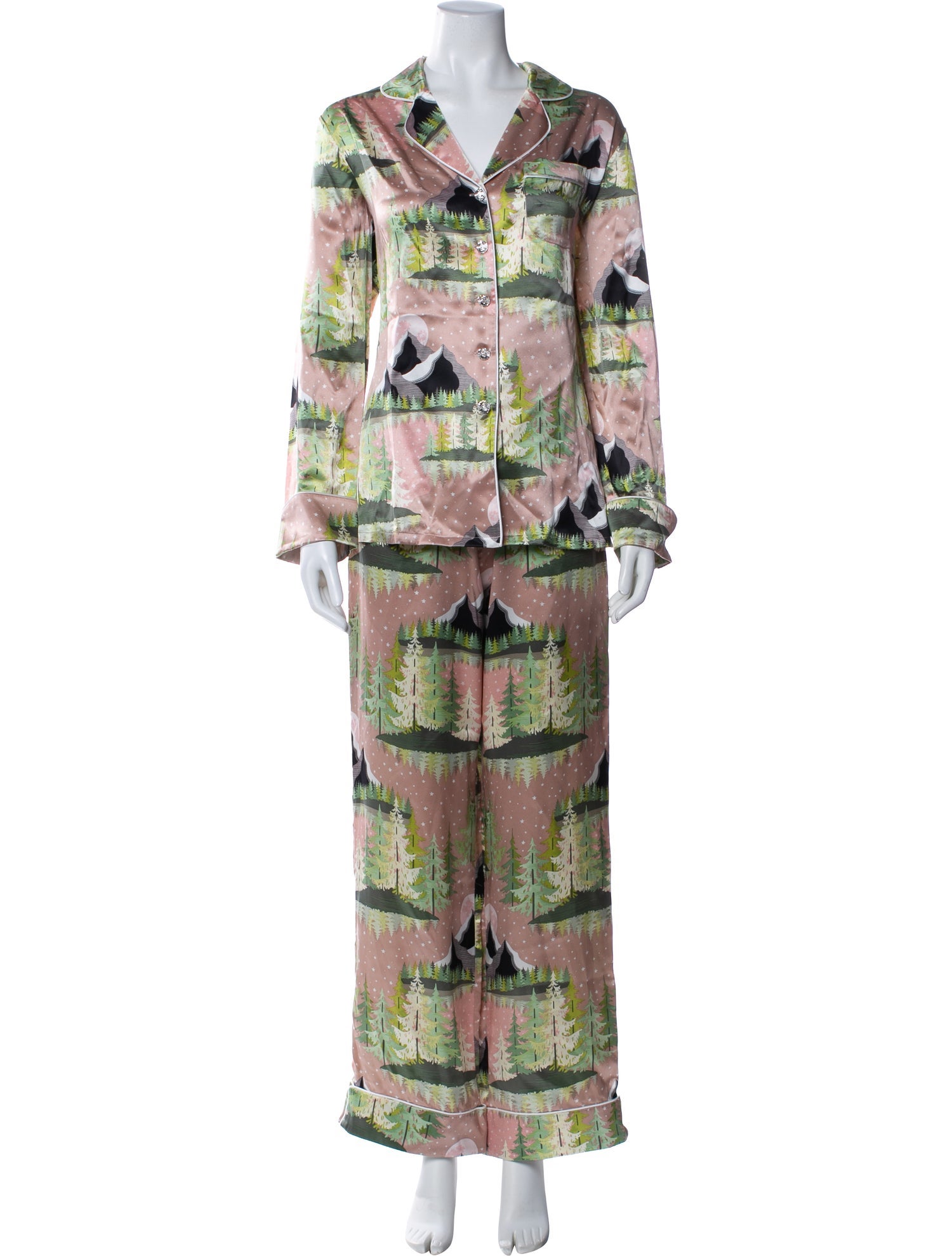 Olivia von Halle Silk Printed Pajamas