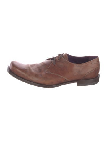 Pre-owned Oliver Sweeney Leather Printed Oxfords In Brown