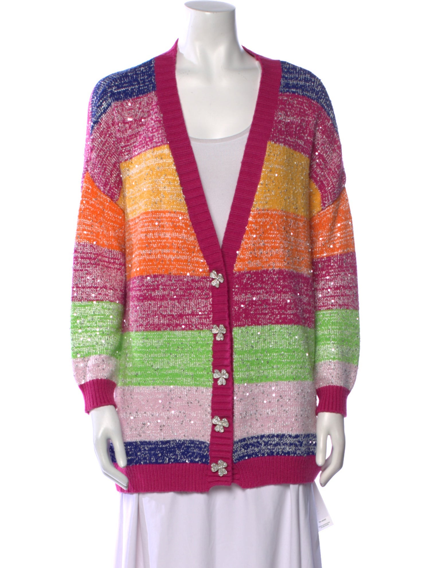 Olivia Rubin Striped Plunge Neckline Sweater