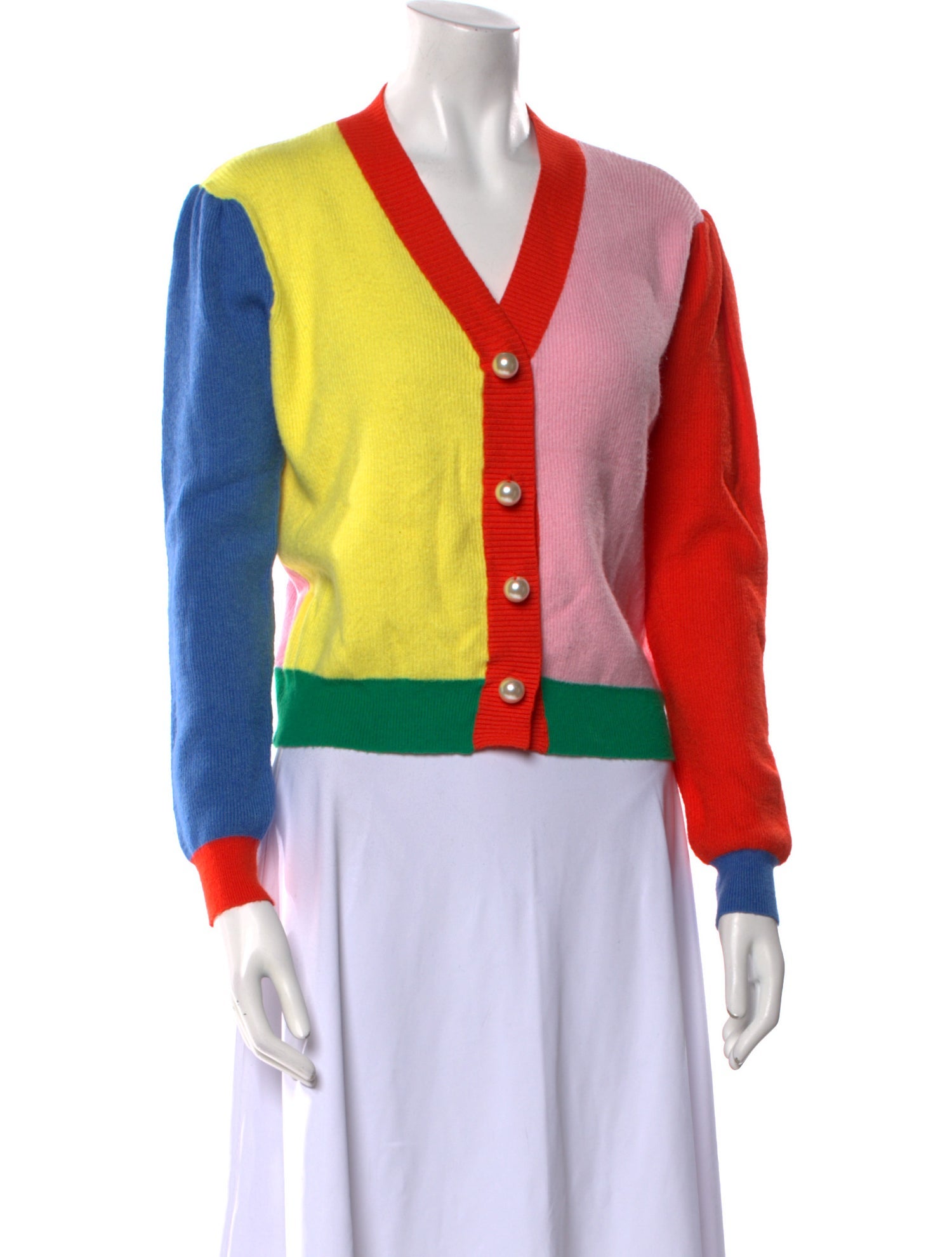 Olivia Rubin Colorblock Pattern V-Neck Sweater