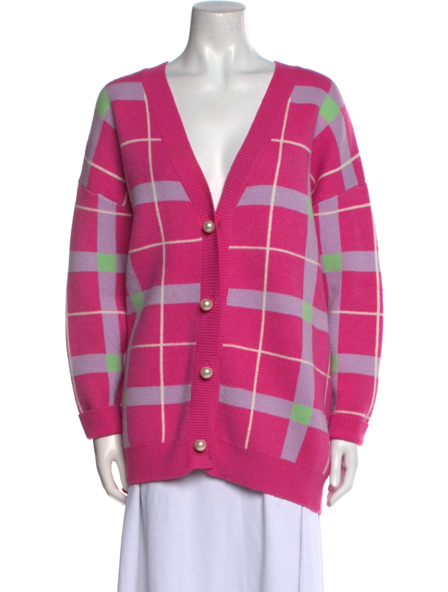 Olivia Rubin Plaid Print V-Neck Sweater