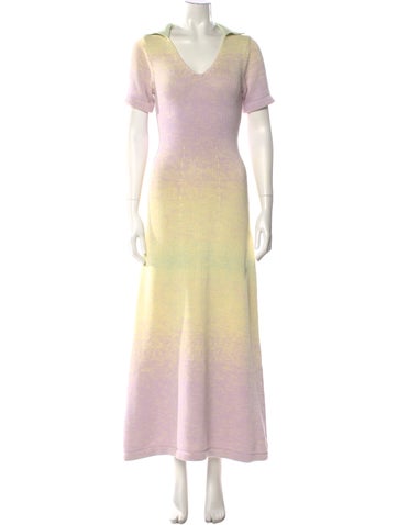 Pre-owned Olivia Rubin Printed Long Dress In Purple