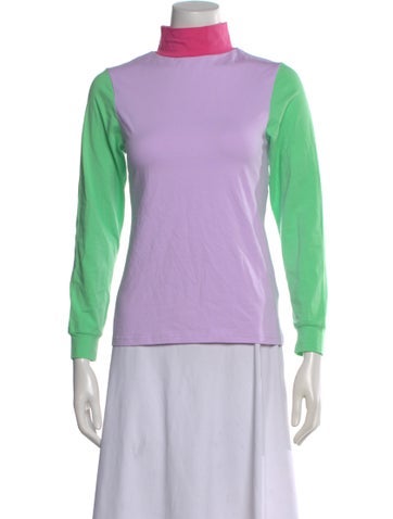 Pre-owned Olivia Rubin Colorblock Pattern Turtleneck Top W/ Tags In Purple