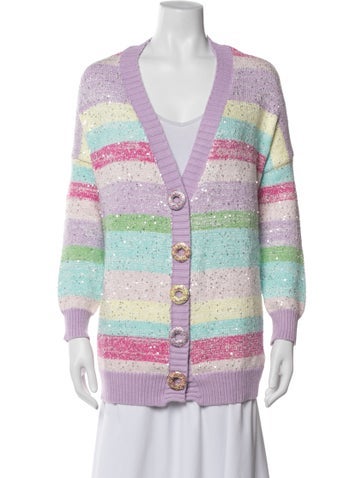 Pre-owned Olivia Rubin Striped V-neck Sweater In Multi