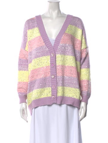 Pre-owned Olivia Rubin Striped V-neck Sweater In Pink