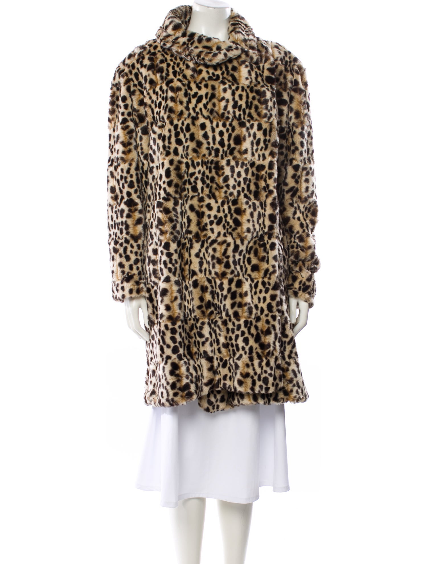 OMO Norma Kamali Faux Fur Animal Print Faux Fur Coat